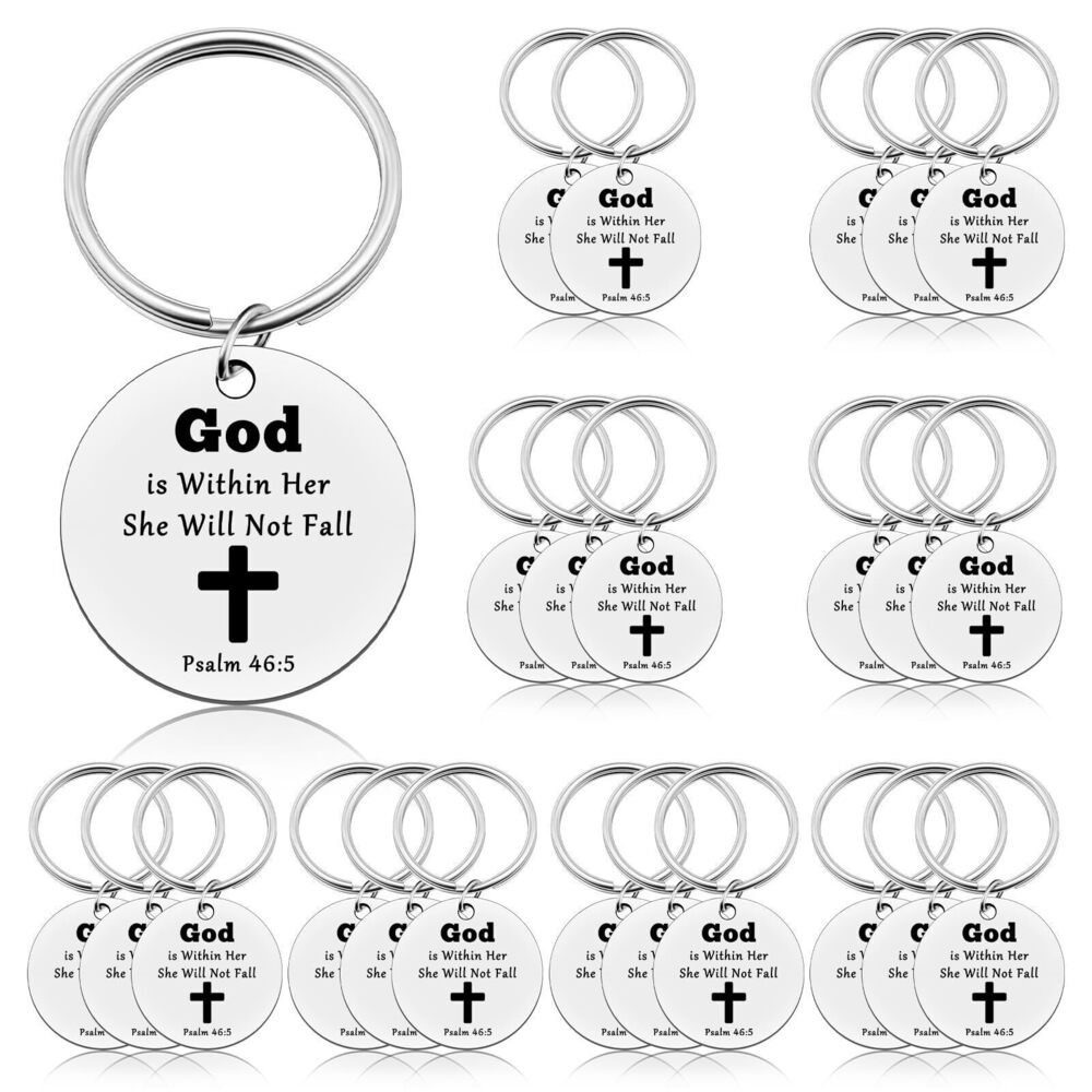 7598 24 Pcs Christian Keychain Religious Scripture Keychain Christian Gift